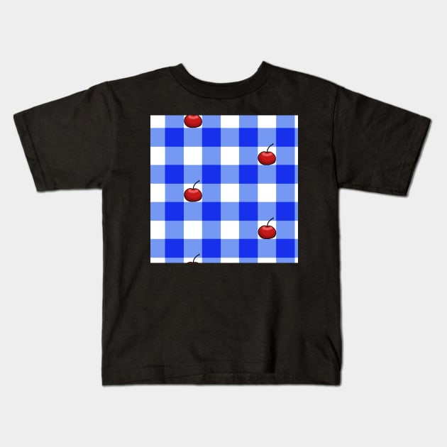 Gingham With Cherries Kids T-Shirt by dogbone42